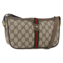 GUCCI GG Supreme Web Sherry Line Bag PVC Beige Gold 89 02 054 Auth 157528-1