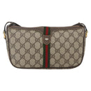 GUCCI GG Supreme Web Sherry Line Bag PVC Beige Gold 89 02 054 Auth 157528-2