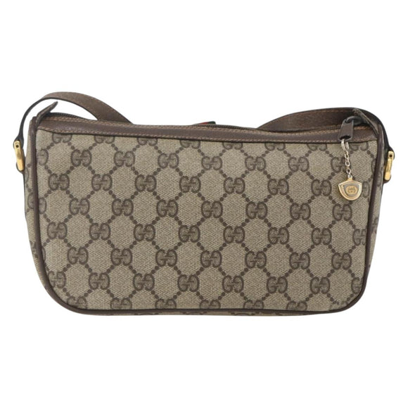 GUCCI GG Supreme Web Sherry Line Bag PVC Beige Gold 89 02 054 Auth 157528