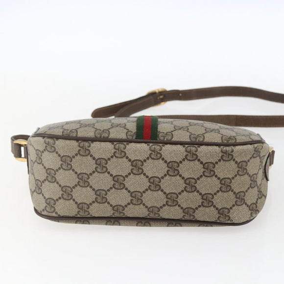 GUCCI GG Supreme Web Sherry Line Bag PVC Beige Gold 89 02 054 Auth 157528