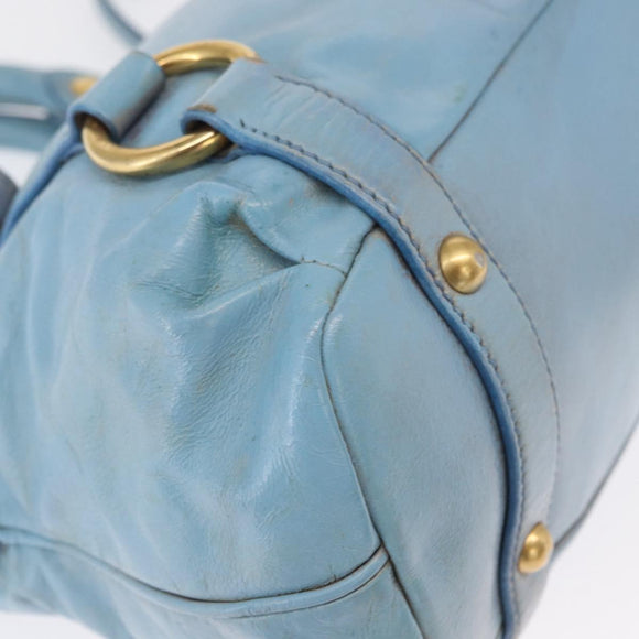 Miu Miu Hand Bag Leather 2way Light Blue Gold Auth 157529