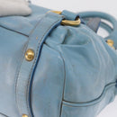 Miu Miu Hand Bag Leather 2way Light Blue Gold Auth 157529-17