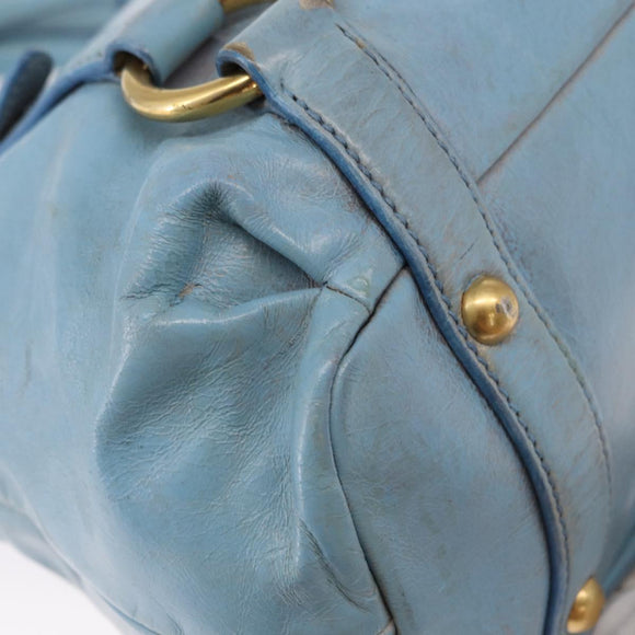 Miu Miu Hand Bag Leather 2way Light Blue Gold Auth 157529