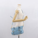 Miu Miu Hand Bag Leather 2way Light Blue Gold Auth 157529-25