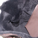 Salvatore Ferragamo Gancini Hand Bag Suede Brown Gold Auth 157530-19