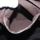 Salvatore Ferragamo Gancini Hand Bag Suede Brown Gold Auth 157530-21