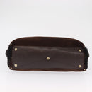 Salvatore Ferragamo Gancini Hand Bag Suede Brown Gold Auth 157530-9