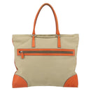 PRADA Hand Bag Canvas Beige Silver Auth 157531-2
