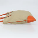 PRADA Hand Bag Canvas Beige Silver Auth 157531-4