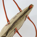 PRADA Hand Bag Canvas Beige Silver Auth 157531-6