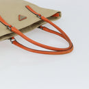 PRADA Hand Bag Canvas Beige Silver Auth 157531-7