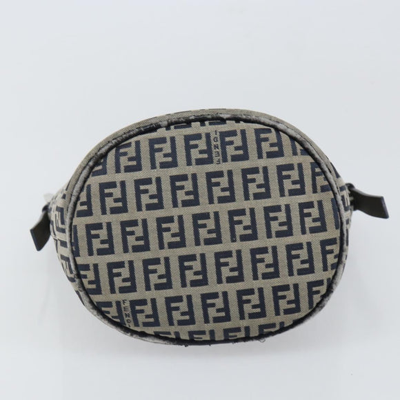 FENDI Zucchino Canvas Mamma Baguette Hand Bag Navy Silver Auth 157532