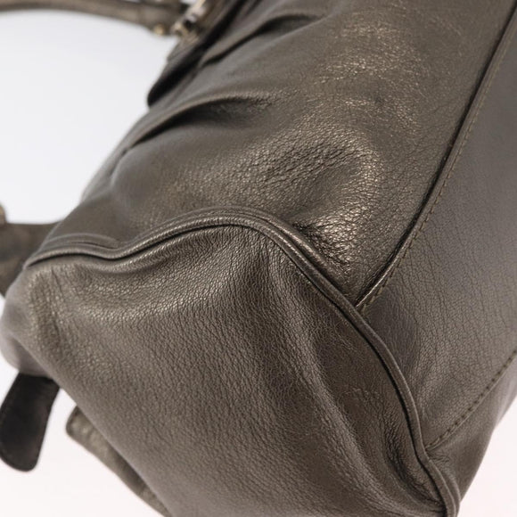 Salvatore Ferragamo Gancini Hand Bag Leather Gold Auth 157533