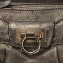 Salvatore Ferragamo Gancini Hand Bag Leather Gold Auth 157533-17