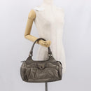 Salvatore Ferragamo Gancini Hand Bag Leather Gold Auth 157533-24