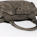 Salvatore Ferragamo Gancini Hand Bag Leather Gold Auth 157533-6