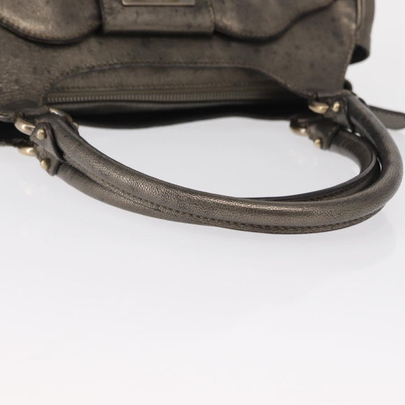 Salvatore Ferragamo Gancini Hand Bag Leather Gold Auth 157533