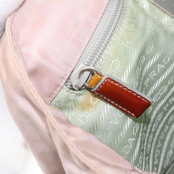 PRADA Tote Bag Nylon Pink Silver Auth 157534