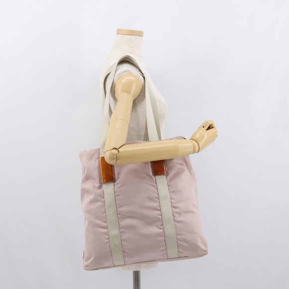 PRADA Tote Bag Nylon Pink Silver Auth 157534