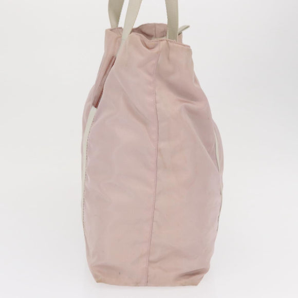 PRADA Tote Bag Nylon Pink Silver Auth 157534
