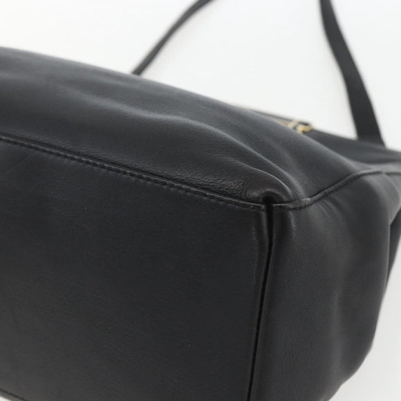 Salvatore Ferragamo Handtasche Leder 2-Wege Schwarz Gold Auth 157535V