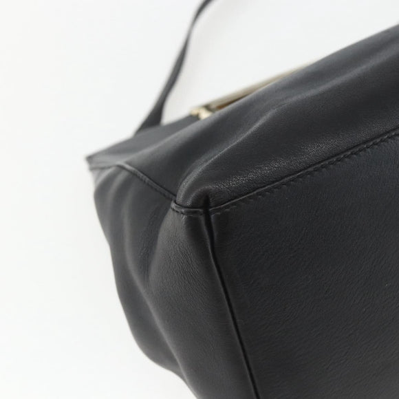 Salvatore Ferragamo Handtasche Leder 2-Wege Schwarz Gold Auth 157535V