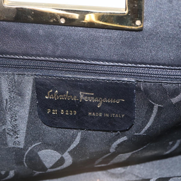 Salvatore Ferragamo Handtasche Leder 2-Wege Schwarz Gold Auth 157535V