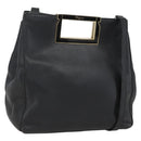 Salvatore Ferragamo Handtasche Leder 2-Wege Schwarz Gold Auth 157535V-1