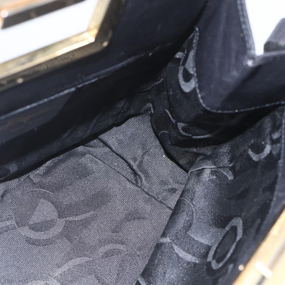 Salvatore Ferragamo Handtasche Leder 2-Wege Schwarz Gold Auth 157535V
