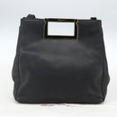 Salvatore Ferragamo Handtasche Leder 2-Wege Schwarz Gold Auth 157535V-12