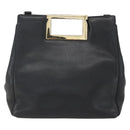 Salvatore Ferragamo Handtasche Leder 2-Wege Schwarz Gold Auth 157535V-2