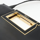 Salvatore Ferragamo Handtasche Leder 2-Wege Schwarz Gold Auth 157535V-14