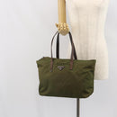 PRADA Tote Bag Nylon Green Silver Auth 157537-23