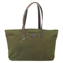 PRADA Tote Bag Nylon Green Silver Auth 157537-13