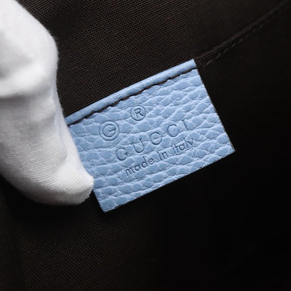 GUCCI Clutch Bag Leather Light Blue Gold 376858 Auth 157541V