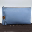 GUCCI Clutch Bag Leather Light Blue Gold 376858 Auth 157541V-12