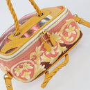 BALENCIAGA Flower Hand Bag Canvas 2way Pink Silver Auth 157542V-6