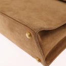 Salvatore Ferragamo Gancini Hand Bag Suede 2way Beige Gold Auth 157544-15