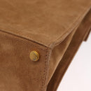 Salvatore Ferragamo Gancini Hand Bag Suede 2way Beige Gold Auth 157544-17