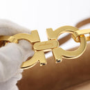 Salvatore Ferragamo Gancini Hand Bag Suede 2way Beige Gold Auth 157544-18