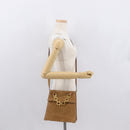 Salvatore Ferragamo Gancini Hand Bag Suede 2way Beige Gold Auth 157544-24