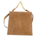 Salvatore Ferragamo Gancini Hand Bag Suede 2way Beige Gold Auth 157544-2