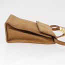 Salvatore Ferragamo Gancini Hand Bag Suede 2way Beige Gold Auth 157544-3