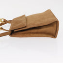 Salvatore Ferragamo Gancini Hand Bag Suede 2way Beige Gold Auth 157544-4