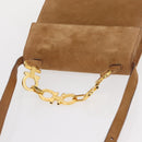 Salvatore Ferragamo Gancini Hand Bag Suede 2way Beige Gold Auth 157544-6