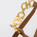 Salvatore Ferragamo Gancini Hand Bag Suede 2way Beige Gold Auth 157544-8