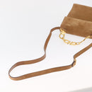 Salvatore Ferragamo Gancini Hand Bag Suede 2way Beige Gold Auth 157544-9