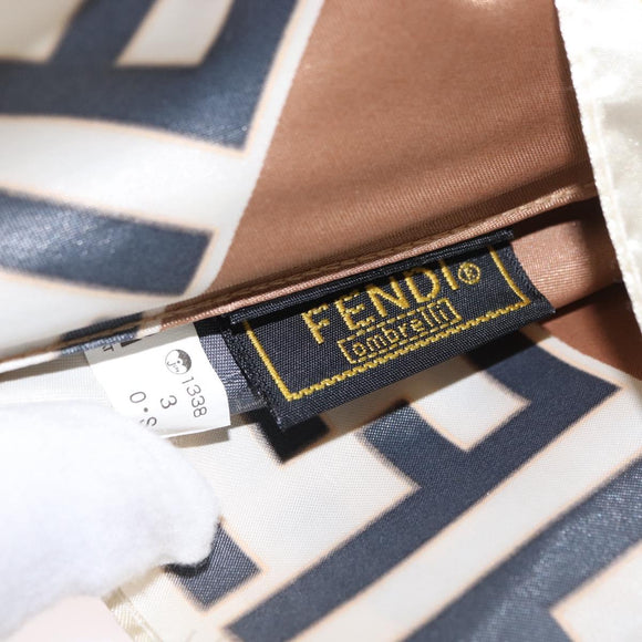 FENDI Zucca Canvas Umbrella Nylon Brown Black Auth 157545V