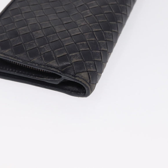 BOTTEGA VENETA INTRECCIATO Long Wallet Leather Black Auth 157551