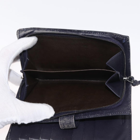 BOTTEGA VENETA INTRECCIATO Long Wallet Leather Black Auth 157551